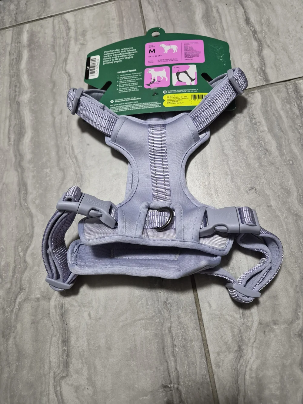 Boots & Barkley Pink and Green Dog Harness Packaging Size M